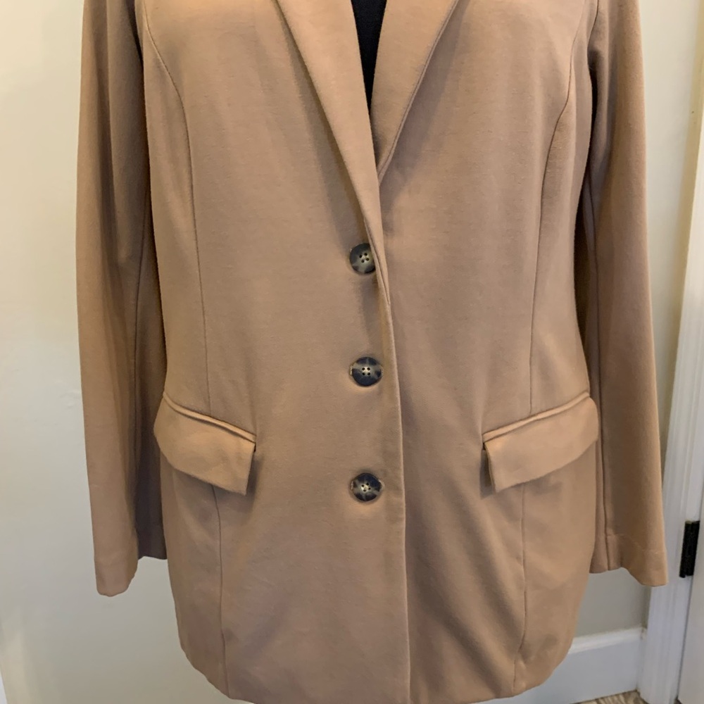 J. Jill Classic Tan Ponte Soft Knit Women's Blazer - Picture 2 of 14